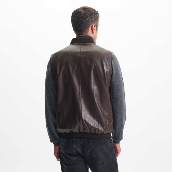 Kahverengi Deri Erkek Deri Yelek - E24IDY310565-Q3I - 4