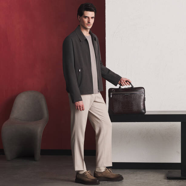 Kahverengi Hakiki Deri Erkek Laptop Çantası - S1LC00021111-T1A - Tergan