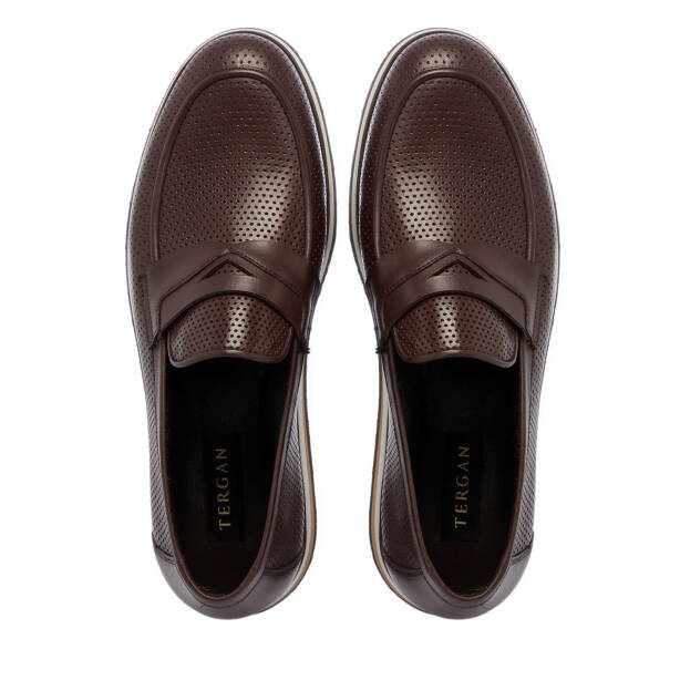 Kahverengi Hakiki Deri Erkek Loafer - E25I1AY57341-B90 - Tergan