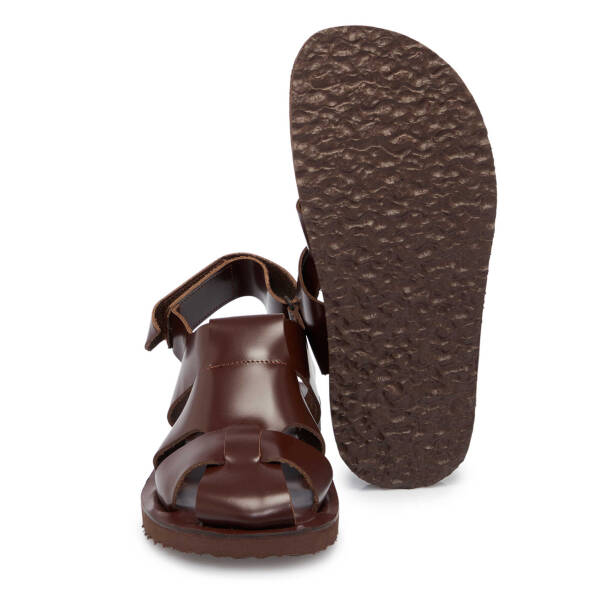 Kahverengi Deri Erkek Sandalet - E24Y1SN56793-A24 - Tergan