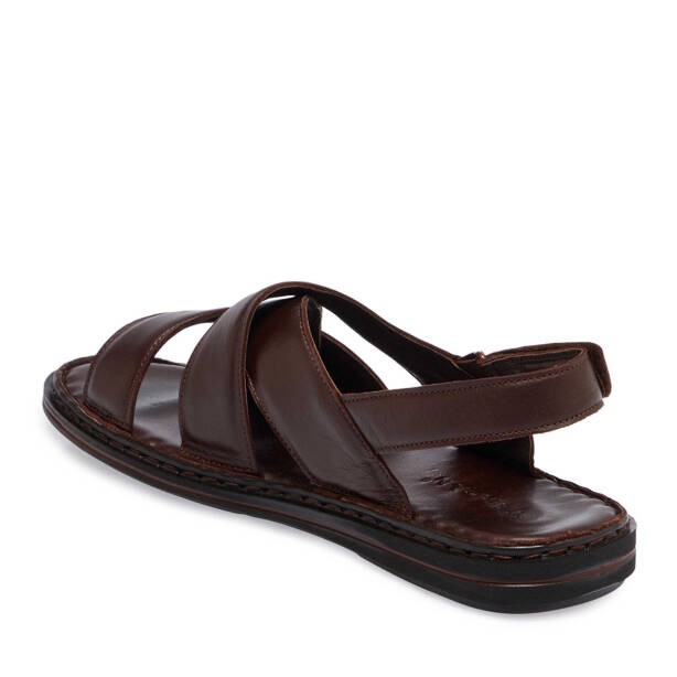 Kahverengi Hakiki Deri Erkek Sandalet - E25Y1SN57149-A24 - 2