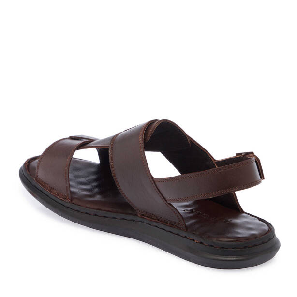 Kahverengi Deri Erkek Sandalet - E25Y1SN57154-A24 - Tergan