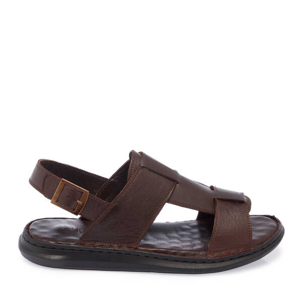 Kahverengi Deri Erkek Sandalet - E25Y1SN57154-A24 - 3