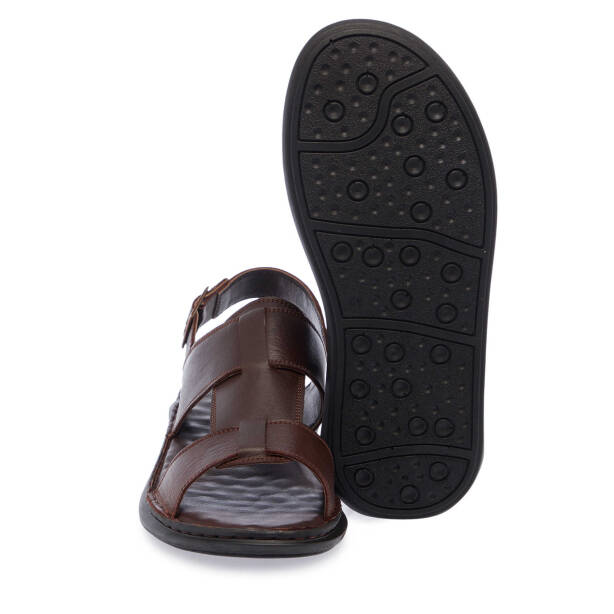 Kahverengi Deri Erkek Sandalet - E25Y1SN57154-A24 - Tergan