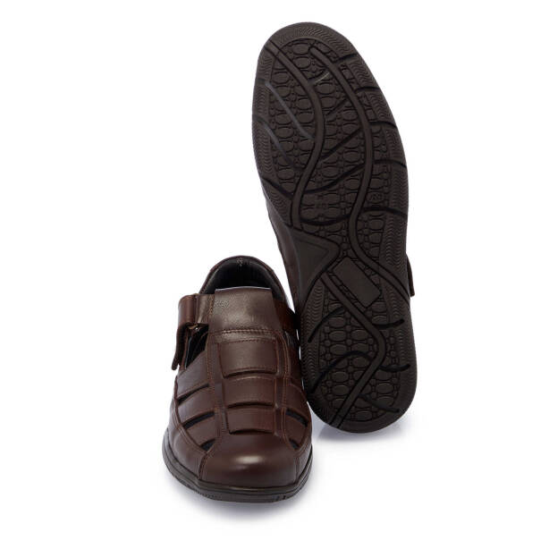Kahverengi Deri Erkek Sandalet - E25Y1SN57327-A24 - 4