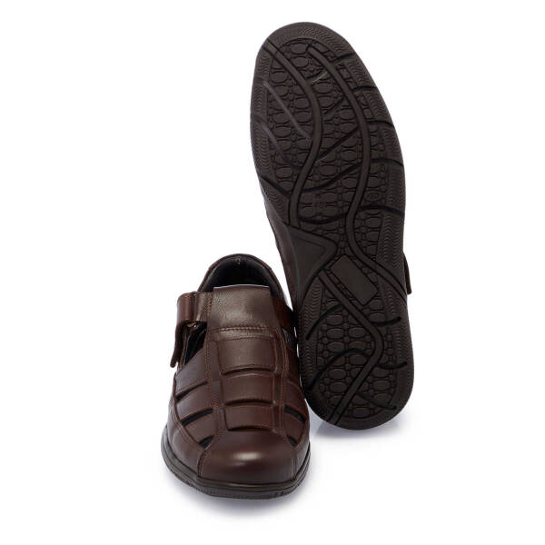 Kahverengi Deri Erkek Sandalet - E25Y1SN57327-A24 - 4