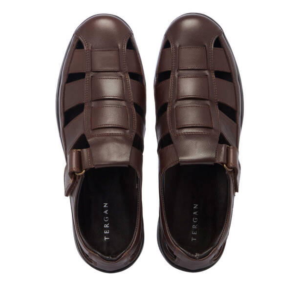 Kahverengi Deri Erkek Sandalet - E25Y1SN57327-A24 - 5