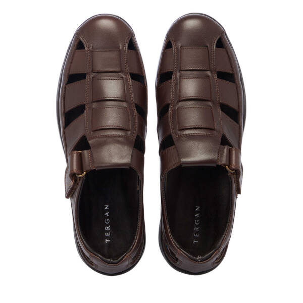 Kahverengi Deri Erkek Sandalet - E25Y1SN57327-A24 - 5