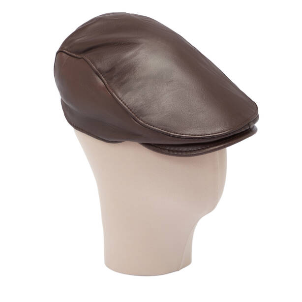 Kahverengi Deri Erkek Şapka - S1SPK0330005-Q4Q - Tergan Four Season