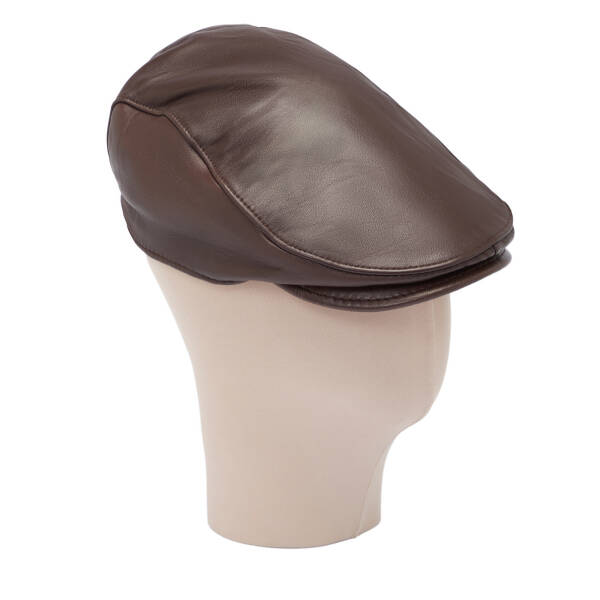 Kahverengi Deri Erkek Şapka - S1SPK0330005-Q4Q - 1