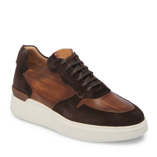 Kahverengi Deri Erkek Sneaker - E24I1AY56724-B85 - 1