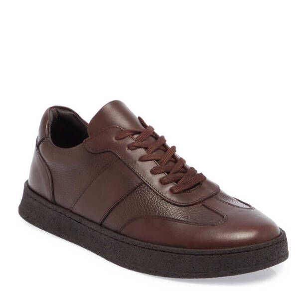 Kahverengi Hakiki Deri Erkek Sneaker - E24I1AY56896-B90 - 2