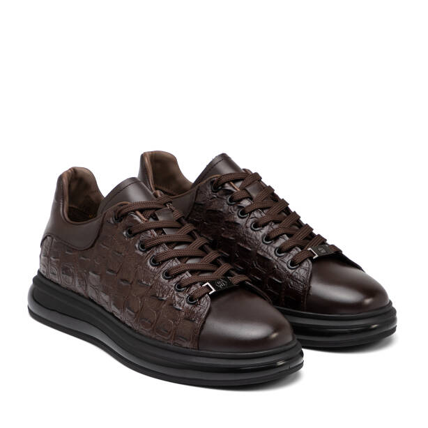 Kahverengi Hakiki Deri Erkek Sneaker - E25S1AY57394-A24 - 2