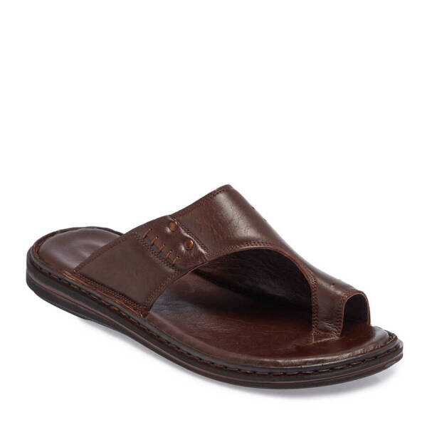 Kahverengi Hakiki Deri Erkek Terlik - E24Y1TR56653-A24 - 1