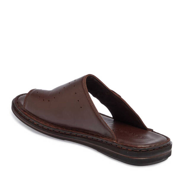 Kahverengi Hakiki Deri Erkek Terlik - E24Y1TR56653-A24 - Tergan