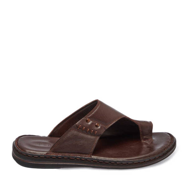 Kahverengi Hakiki Deri Erkek Terlik - E24Y1TR56653-A24 - 3