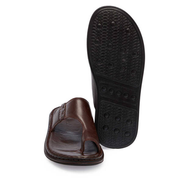 Kahverengi Hakiki Deri Erkek Terlik - E24Y1TR56653-A24 - 4