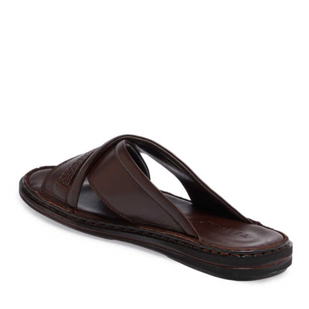 Kahverengi Hakiki Deri Erkek Terlik - E24Y1TR56654-A24 - 3