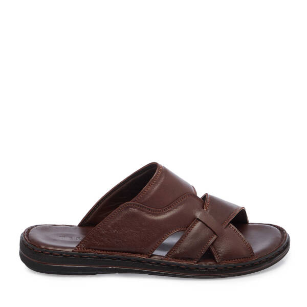 Kahverengi Hakiki Deri Erkek Terlik - E25Y1TR57153-A24 - 3