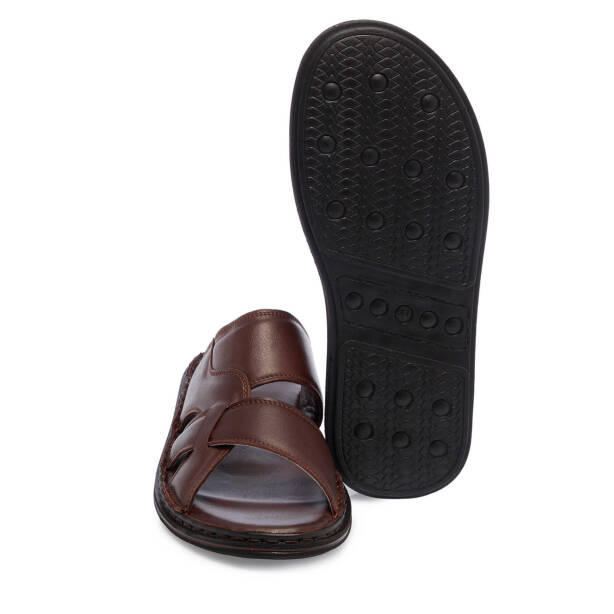 Kahverengi Hakiki Deri Erkek Terlik - E25Y1TR57153-A24 - 4