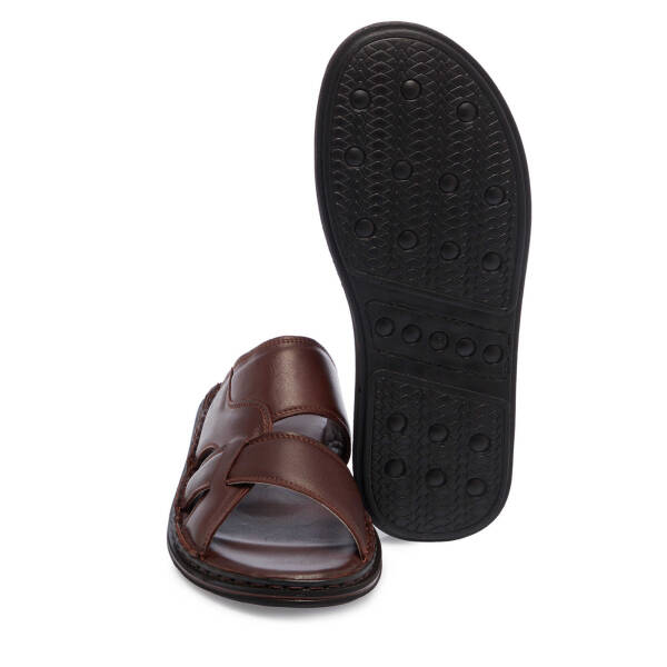 Kahverengi Hakiki Deri Erkek Terlik - E25Y1TR57153-A24 - 4