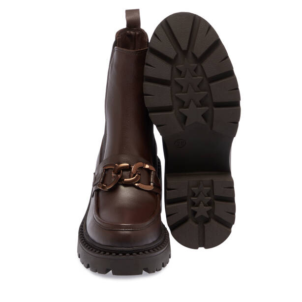 Kahverengi Deri Kadın Bot - K23K1BT66866-A24 - Tergan