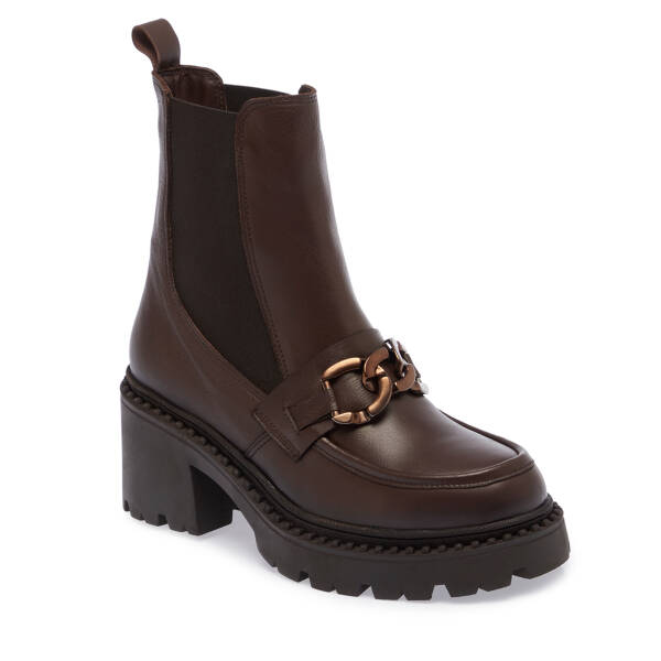 Kahverengi Hakiki Deri Kadın Bot - K23K1BT66866-A24 - 2