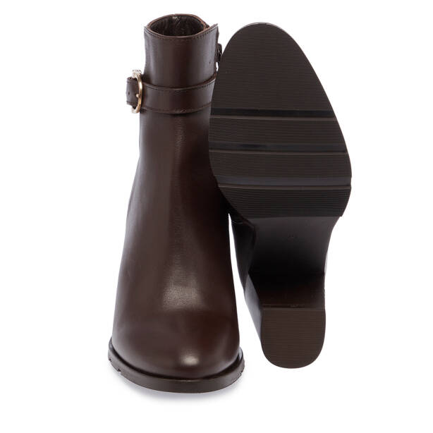 Kahverengi Deri Kadın Bot - K23K1BT67037-D38 - Tergan