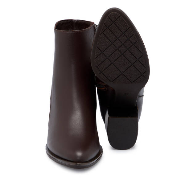 Kahverengi Deri Kadın Bot - K25K1BT68195-A24 - 4