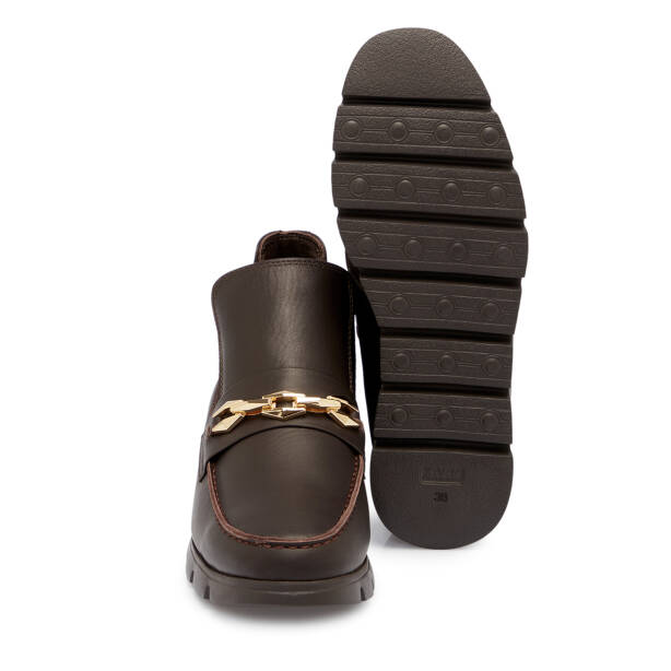 Kahverengi Deri Kadın Bot - K25K1BT68247-A24 - 4