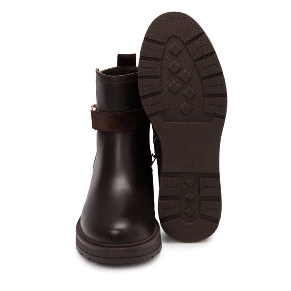 Kahverengi Deri Kadın Bot - K25K1BT68249-A24 - 4