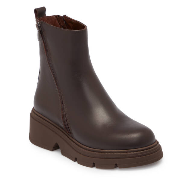 Kahverengi Deri Kadın Bot - K25K1BT68253-A24 - Tergan