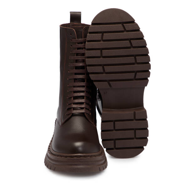 Kahverengi Deri Kadın Bot - K25K1BT68255-A24 - 4