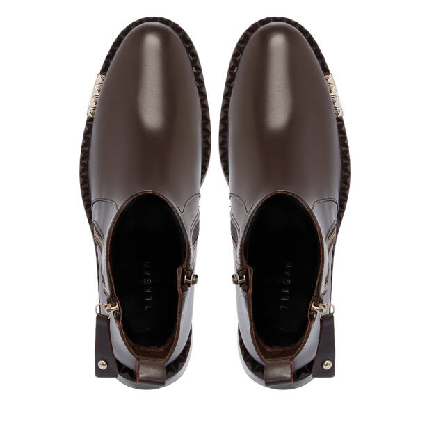 Kahverengi Deri Kadın Bot - K25K1BT68264-A24 - 5