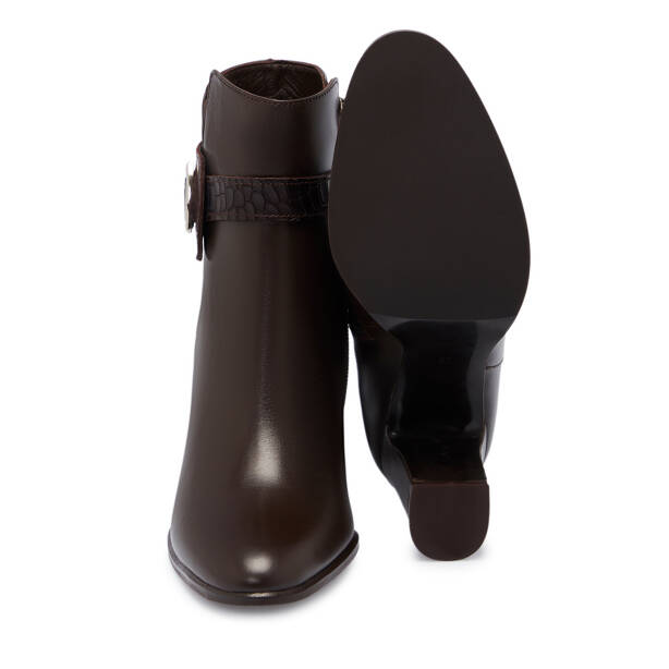 Kahverengi Deri Kadın Bot - K25K1BT68277-A24 - 4