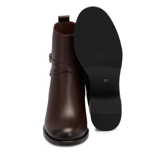 Kahverengi Deri Kadın Bot - K25K1BT68279-A24 - 4