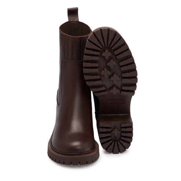 Kahverengi Deri Kadın Bot - K25K1BT68326-A24 - 4