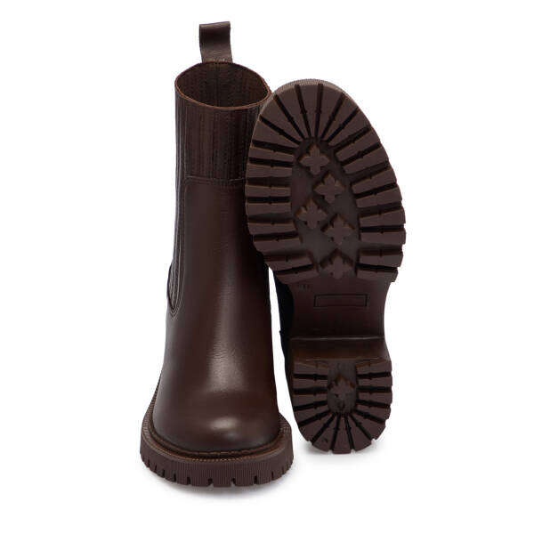 Kahverengi Deri Kadın Bot - K25K1BT68326-A24 - 4