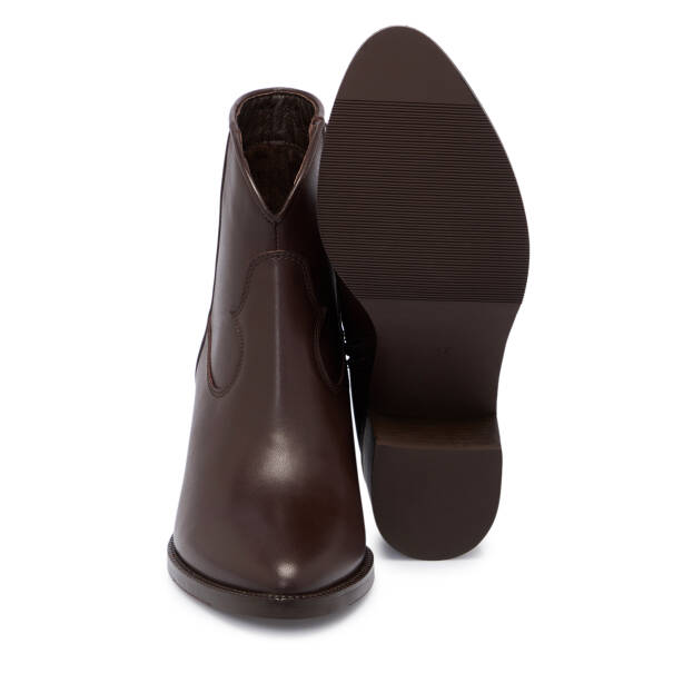 Kahverengi Deri Kadın Bot - K25K1BT68344-A24 - 4