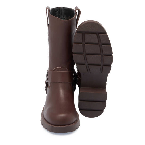 Kahverengi Deri Kadın Casual Bot - K24K1BT67743-A24 - 4