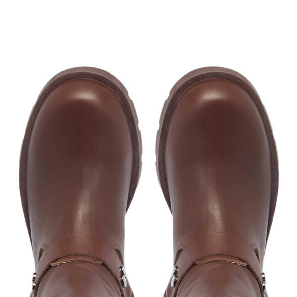 Kahverengi Deri Kadın Casual Bot - K24K1BT67743-A24 - 5