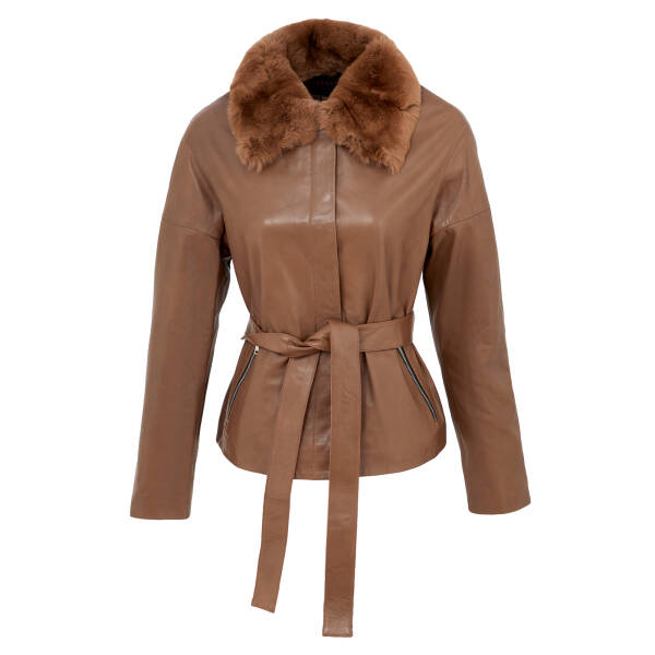 Kahverengi Deri Kadın Deri Mont - K23BDM320372-T1K - 1