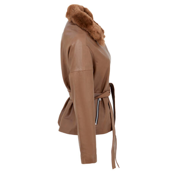 Kahverengi Deri Kadın Deri Mont - K23BDM320372-T1K - 3