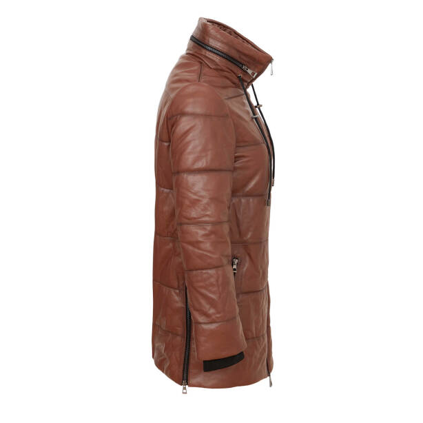 Kahverengi Deri Kadın Deri Mont - K24KDM320454-Q4Q - Tergan