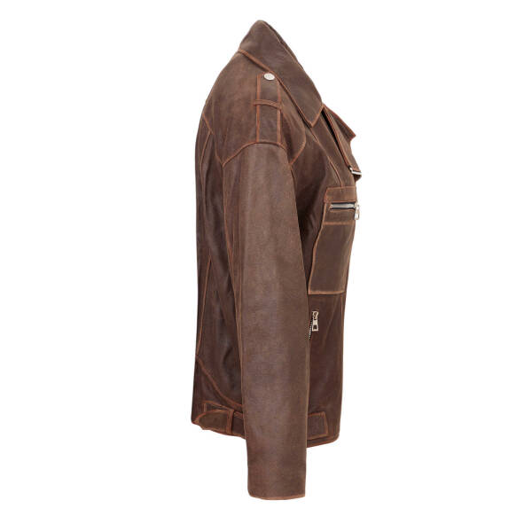 Kahverengi Deri Kadın Deri Mont - K24KDM320457-U4R - 3