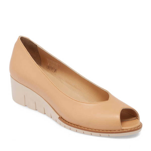 Kahverengi Hakiki Deri Kadın Dolgu Topuklu Ayakkabı - K24I1AY67287-S2S - 2