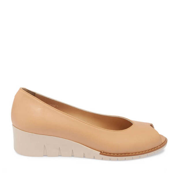 Kahverengi Hakiki Deri Kadın Dolgu Topuklu Ayakkabı - K24I1AY67287-S2S - 1