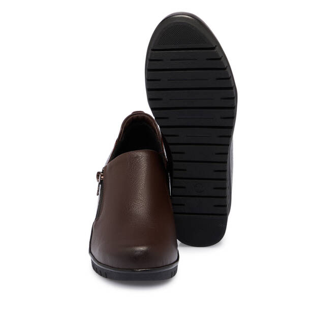 Kahverengi Deri Kadın Dolgu Topuklu Ayakkabı - K25S1AY68350-A24 - 4