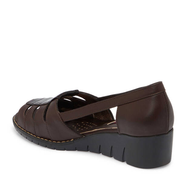 Kahverengi Hakiki Deri Kadın Dolgu Topuklu Ayakkabı - K25Y1AY67906-A24 - 3