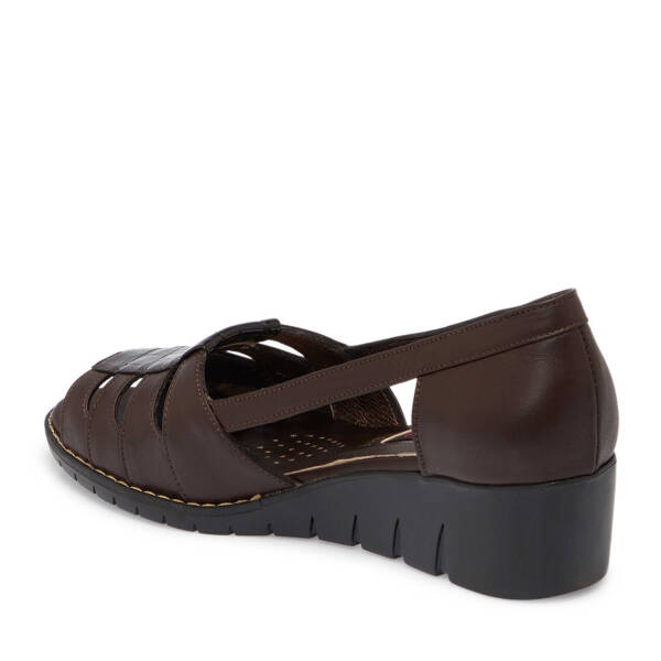 Kahverengi Hakiki Deri Kadın Dolgu Topuklu Ayakkabı - K25Y1AY67906-A24 - 3